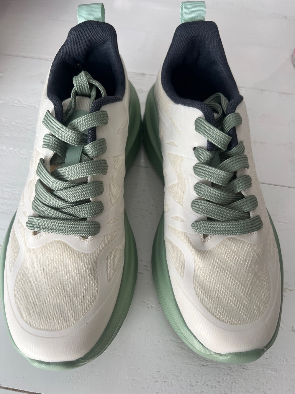 Women's Cream and Sage Lace-Up Sneakers